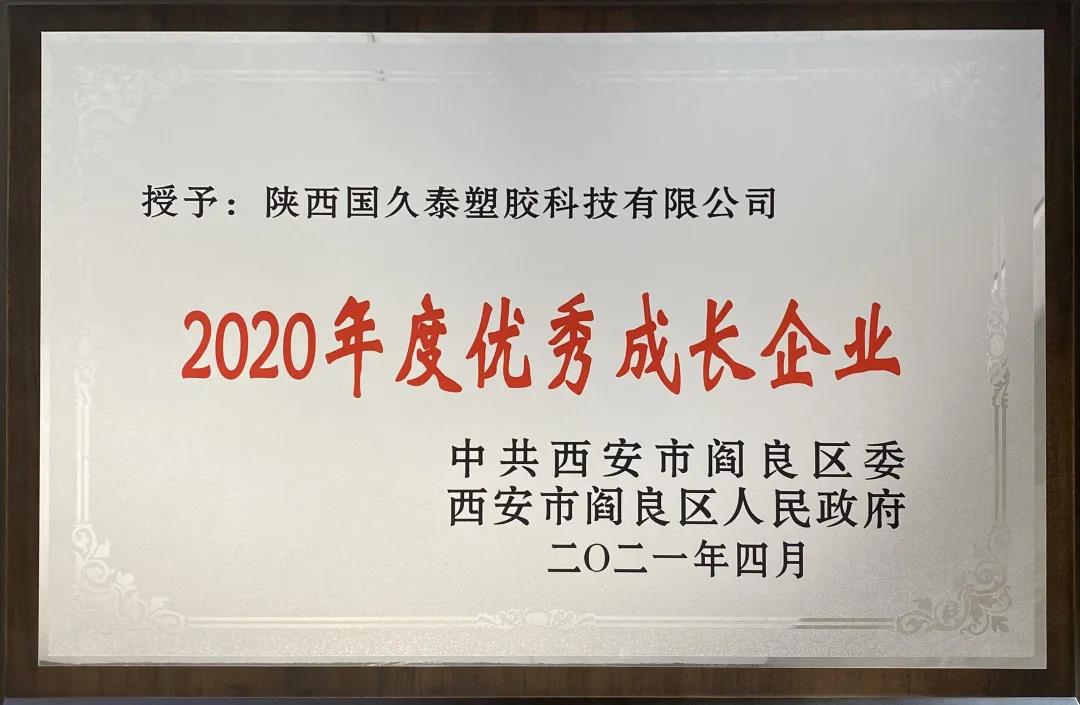 國(guó)久泰榮獲閻良區(qū)“2020年度優(yōu)秀成長(zhǎng)企業(yè)”榮譽(yù)稱號(hào)